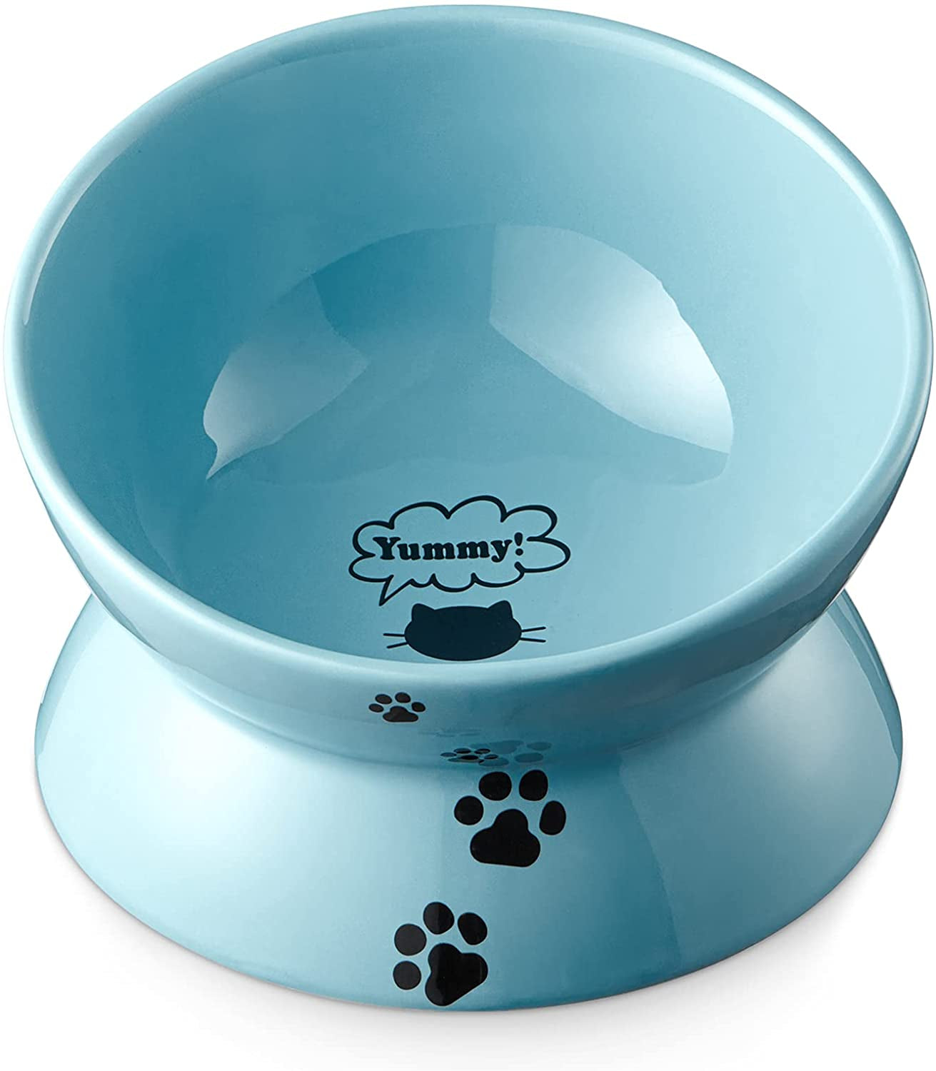 Elevated Cat Food Bowl, Raised Food and Water Bowl for Cat and Small Dog, Tilted Ceramic Water Bowls No Spill,15Oz, Dishwasher Safe