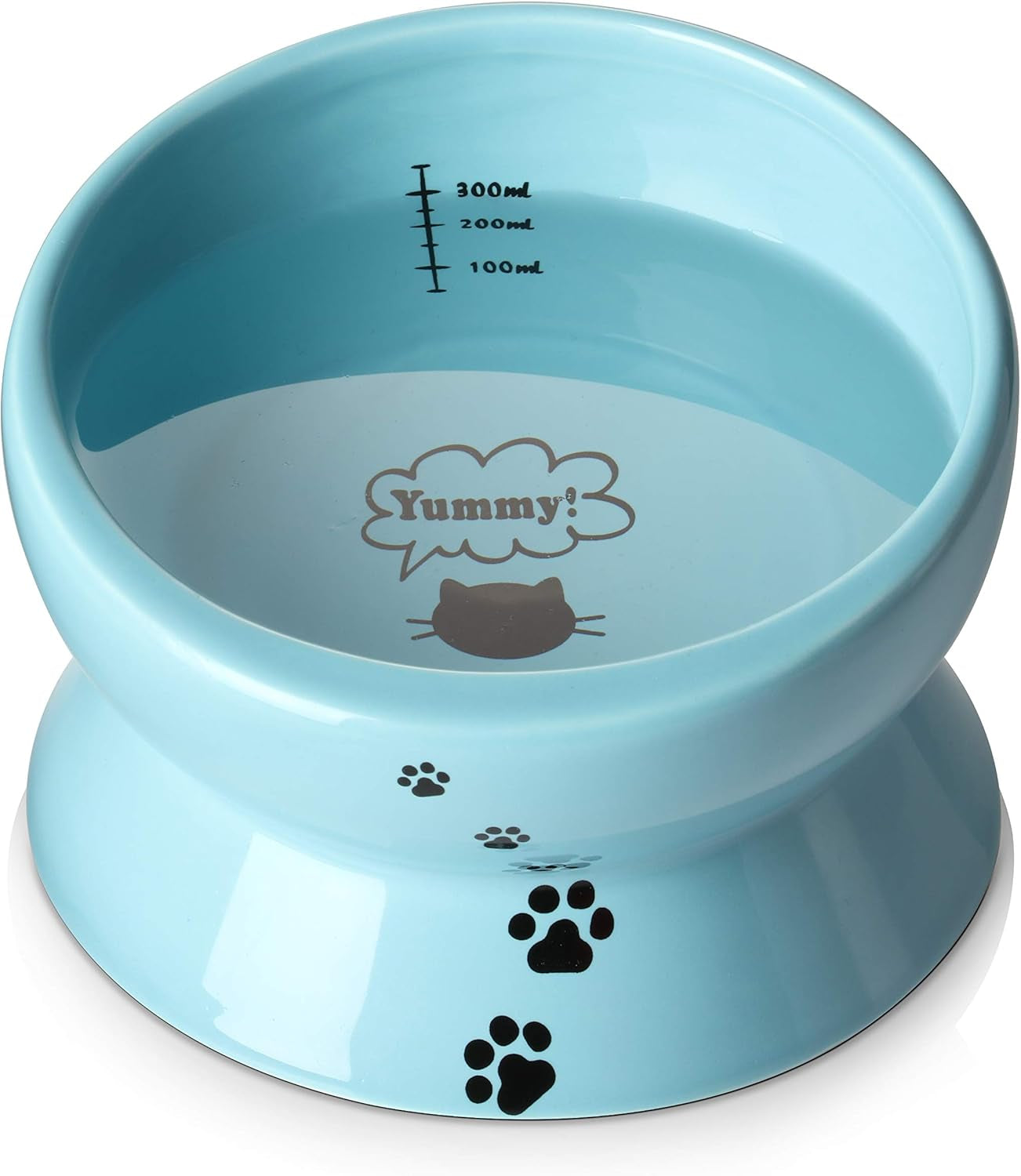 Elevated Cat Food Bowl, Raised Food and Water Bowl for Cat and Small Dog, Tilted Ceramic Water Bowls No Spill,15Oz, Dishwasher Safe