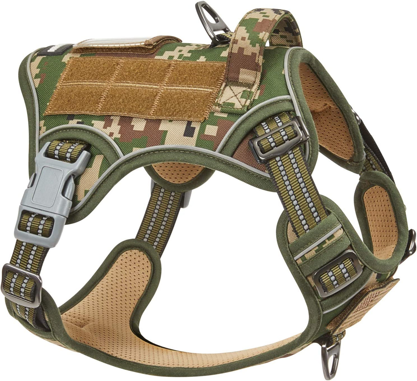 Tactical Dog Harness for Medium Dogs No Pull, Famous TIK Tok No Pull Dog Harness, Fit Smart Reflective Pet Walking Harness for Training, Adjustable Dog Vest Harness with Handle Pink Camo M