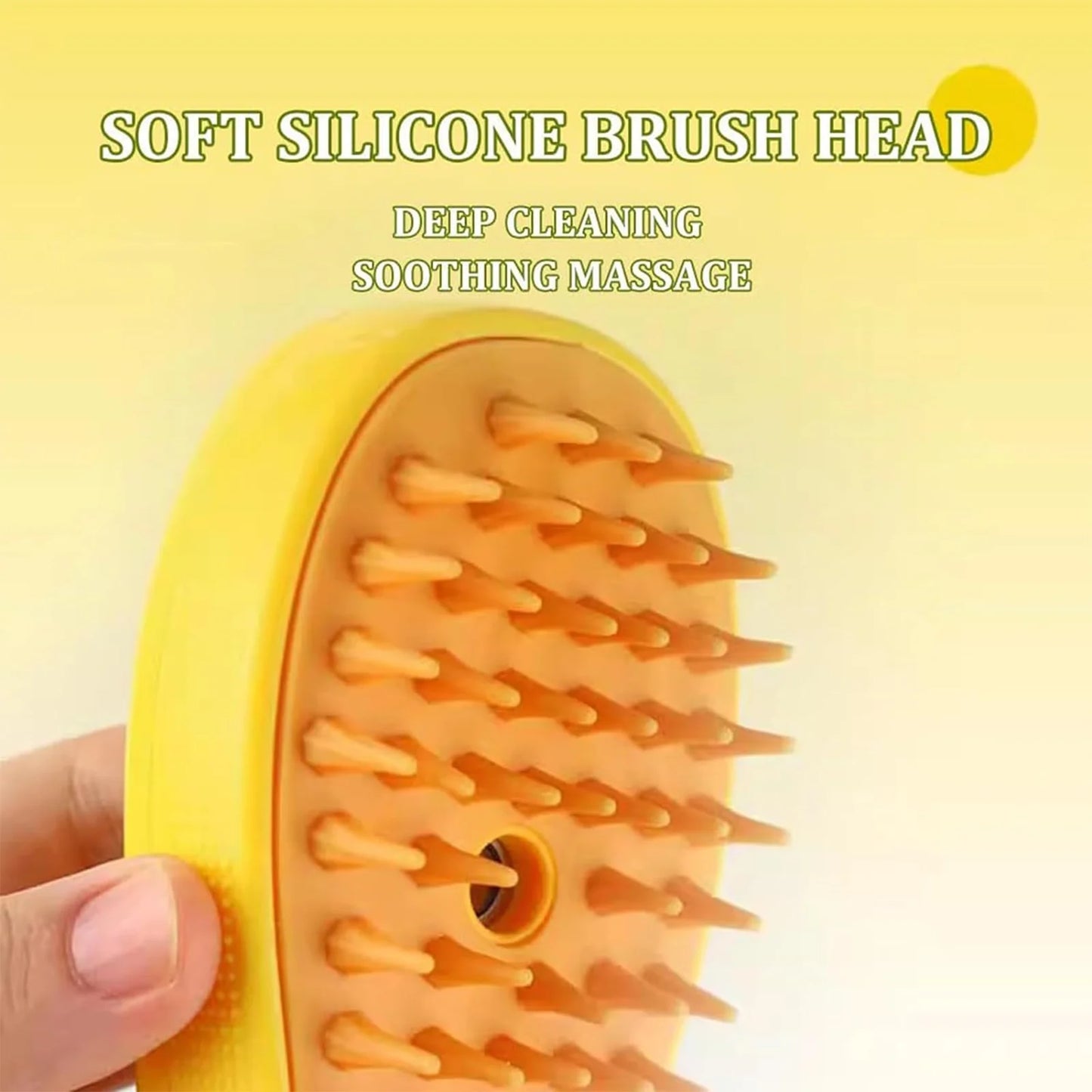 BITOUSHI Steamy Cat Brush 3 in 1 Spray Cat Brush Self Cleaning Cat Steamy Brush, Cat Steamy Brush for Massage, Cat Grooming Brush for Removing Tangled and Loose Hair - Yellow