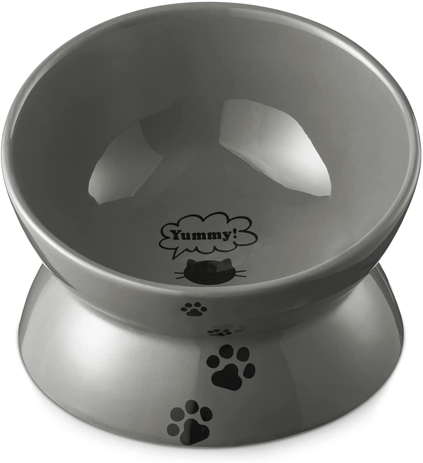 Elevated Cat Food Bowl, Raised Food and Water Bowl for Cat and Small Dog, Tilted Ceramic Water Bowls No Spill,15Oz, Dishwasher Safe