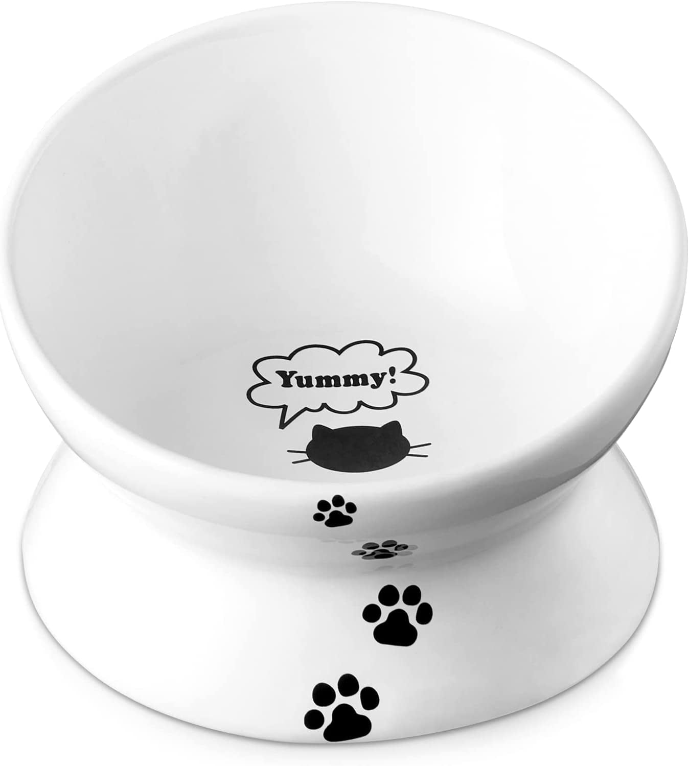 Elevated Cat Food Bowl, Raised Food and Water Bowl for Cat and Small Dog, Tilted Ceramic Water Bowls No Spill,15Oz, Dishwasher Safe