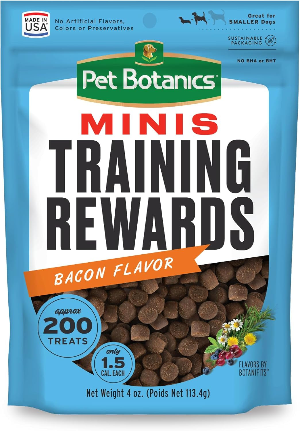 4 Oz. Pouch Training Reward Mini Soft & Chewy, Duck and Bacon Flavor, with 200 Treats per Bag, the Choice of Top Trainers