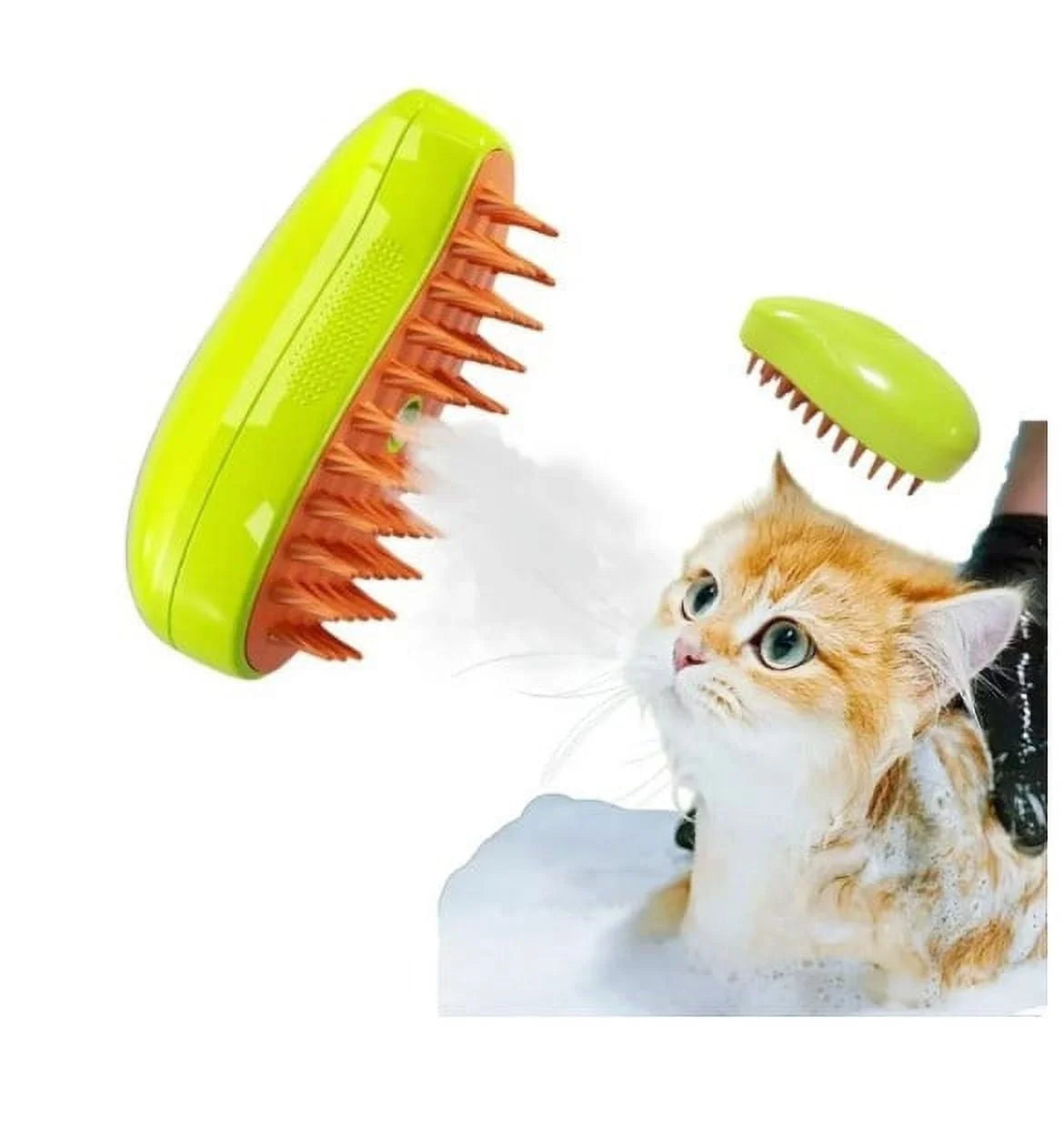 BITOUSHI Steamy Cat Brush 3 in 1 Spray Cat Brush Self Cleaning Cat Steamy Brush, Cat Steamy Brush for Massage, Cat Grooming Brush for Removing Tangled and Loose Hair - Yellow