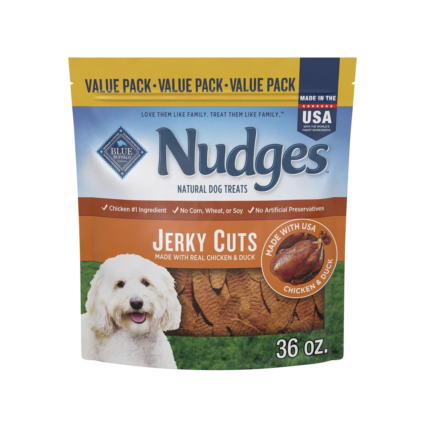 Nudges Jerky Cuts Dog Treats Made with Real Chicken & Duck, 16-Oz. Bag