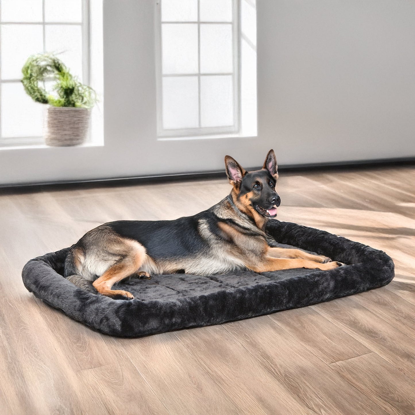 / Quiettime Gray Fleece, Plush Bolstered Bed/ Fits 30-Inch Crate/ Model-40230