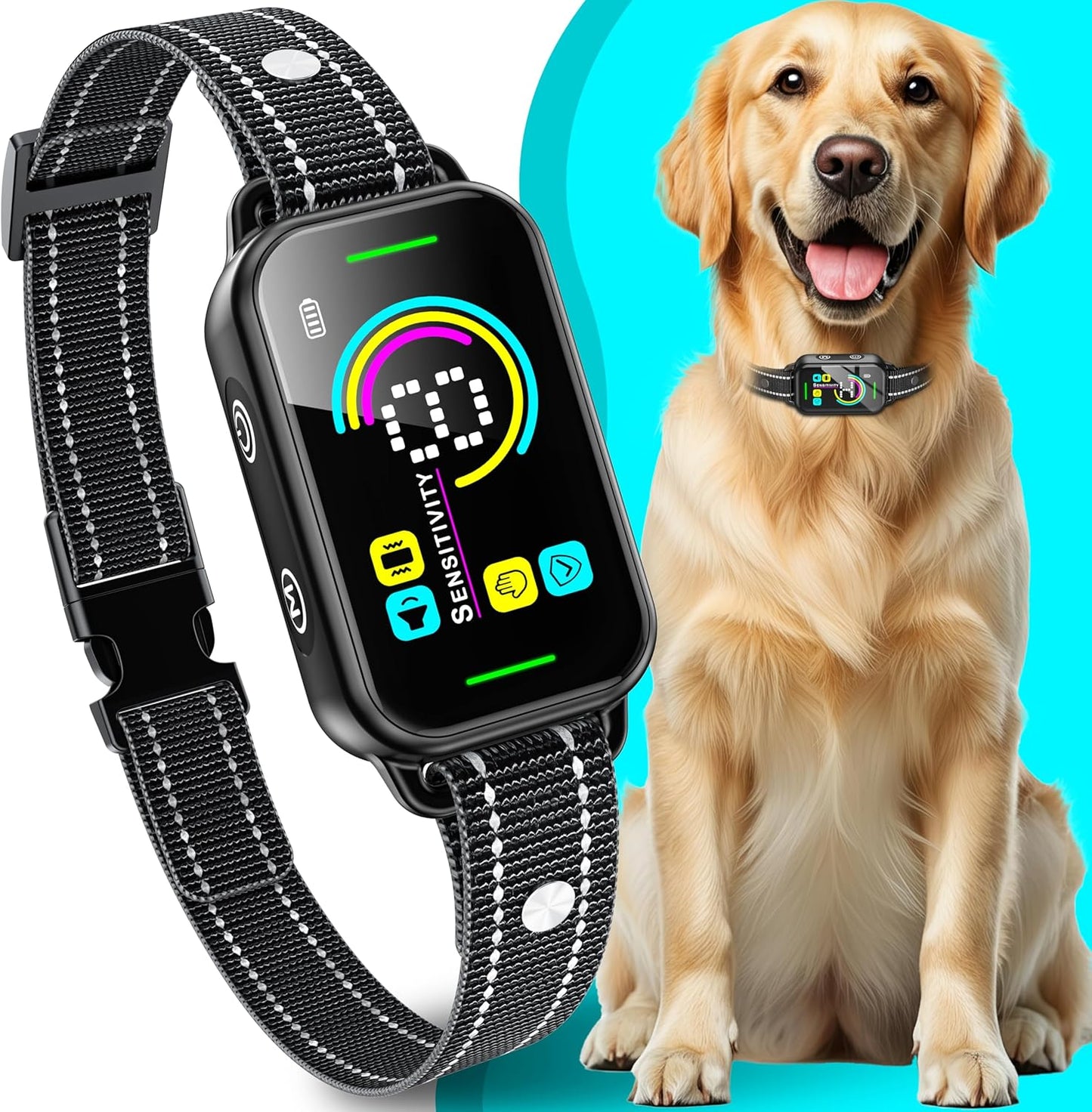 Dog Bark Collar, Bark Collar for Large Medium Small Dogs,Smart Bark Collar,Rechargeable anti Barking Training Collar with 8 Adjustable Sensitivity,Bark Shock Collar with Beep