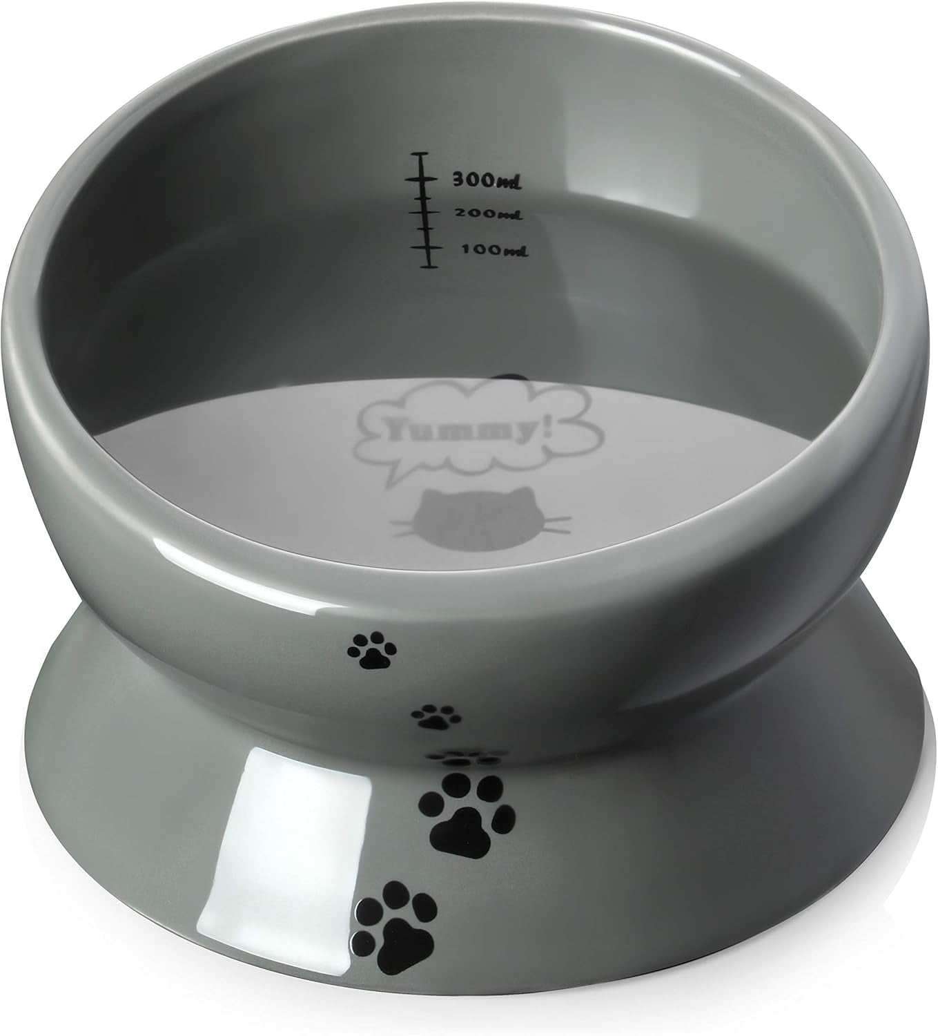 Elevated Cat Food Bowl, Raised Food and Water Bowl for Cat and Small Dog, Tilted Ceramic Water Bowls No Spill,15Oz, Dishwasher Safe