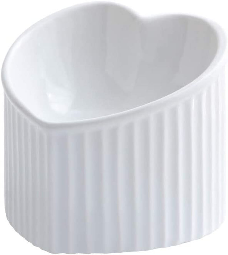 Dark Green Ceramic Raised Cat Bowls, Tilted Elevated Food or Water Bowls, Stress Free, Backflow Prevention, Dishwasher and Microwave Safe, Lead & Cadmium Free