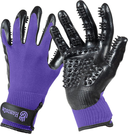 Pet Grooming Gloves - Patented #1 Ranked, Award Winning Shedding, Bathing, & Hair Remover Gloves - Gentle Brush for Cats, Dogs, and Horses