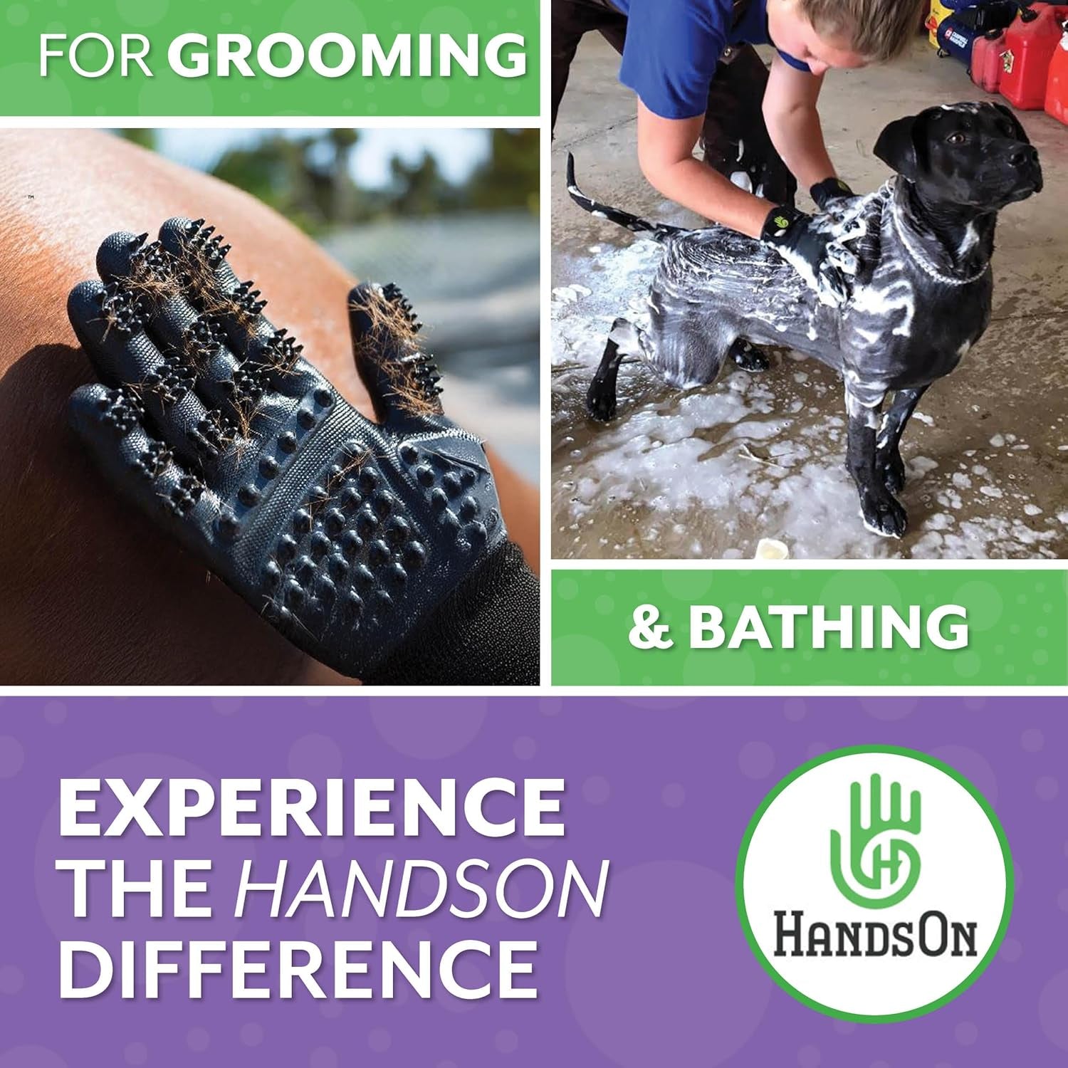 Pet Grooming Gloves - Patented #1 Ranked, Award Winning Shedding, Bathing, & Hair Remover Gloves - Gentle Brush for Cats, Dogs, and Horses