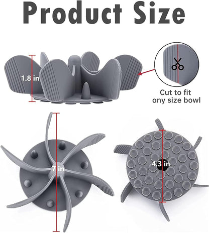 Slow Feeder Dog Bowls Insert, Cuttable Dog Slow Feeder with Suctions, Slow Eating Feeder Insert for Large Small Breed, Medium Size Dogs, Anti-Gulping Cat Slow Feeder Grey