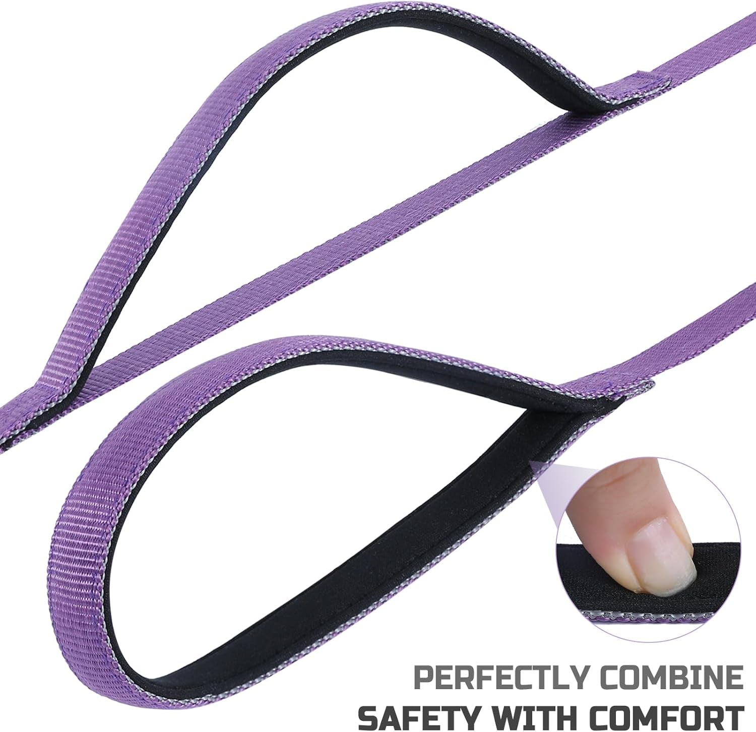 5Ft Dog Leash Heavy Duty, Training Rope Leash with 2 Padded Handle Service Pet Lead Chew Proof with Reflective for Traffic Control Safety, Perfect for Large Medium or Small Dog (Purple&Silver)