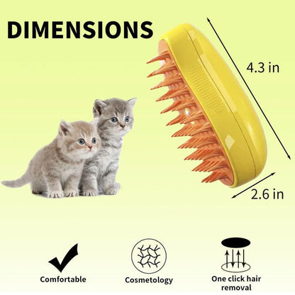 BITOUSHI Steamy Cat Brush 3 in 1 Spray Cat Brush Self Cleaning Cat Steamy Brush, Cat Steamy Brush for Massage, Cat Grooming Brush for Removing Tangled and Loose Hair - Yellow