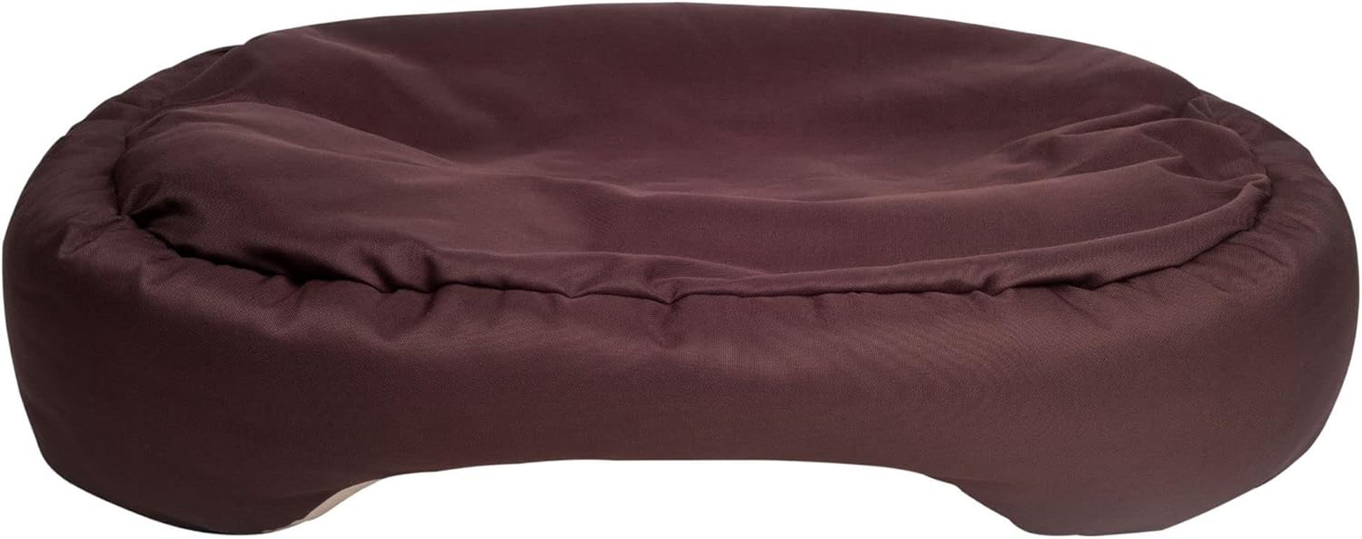 Durable Bolster Sleeper Oval Pet Bed with Removable Reversible Insert Cushion and Additional Two Pillow Toys (6X 6 Inches), Brown to Beige Color, by , Large 34X27 Inches