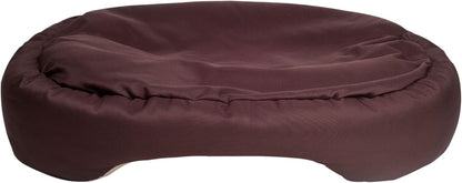 Durable Bolster Sleeper Oval Pet Bed with Removable Reversible Insert Cushion and Additional Two Pillow Toys (6X 6 Inches), Brown to Beige Color, by , Large 34X27 Inches