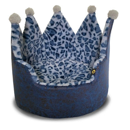 Luxury Leopard Print Crown-Shaped Bed for Small Dogs and Cats - Cozy, Stylish, and Plush Pet Bedding with Royal Design
