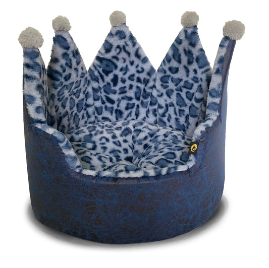 Luxury Leopard Print Crown-Shaped Bed for Small Dogs and Cats - Cozy, Stylish, and Plush Pet Bedding with Royal Design
