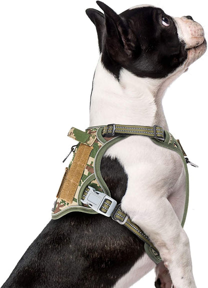 Tactical Dog Harness for Medium Dogs No Pull, Famous TIK Tok No Pull Dog Harness, Fit Smart Reflective Pet Walking Harness for Training, Adjustable Dog Vest Harness with Handle Pink Camo M