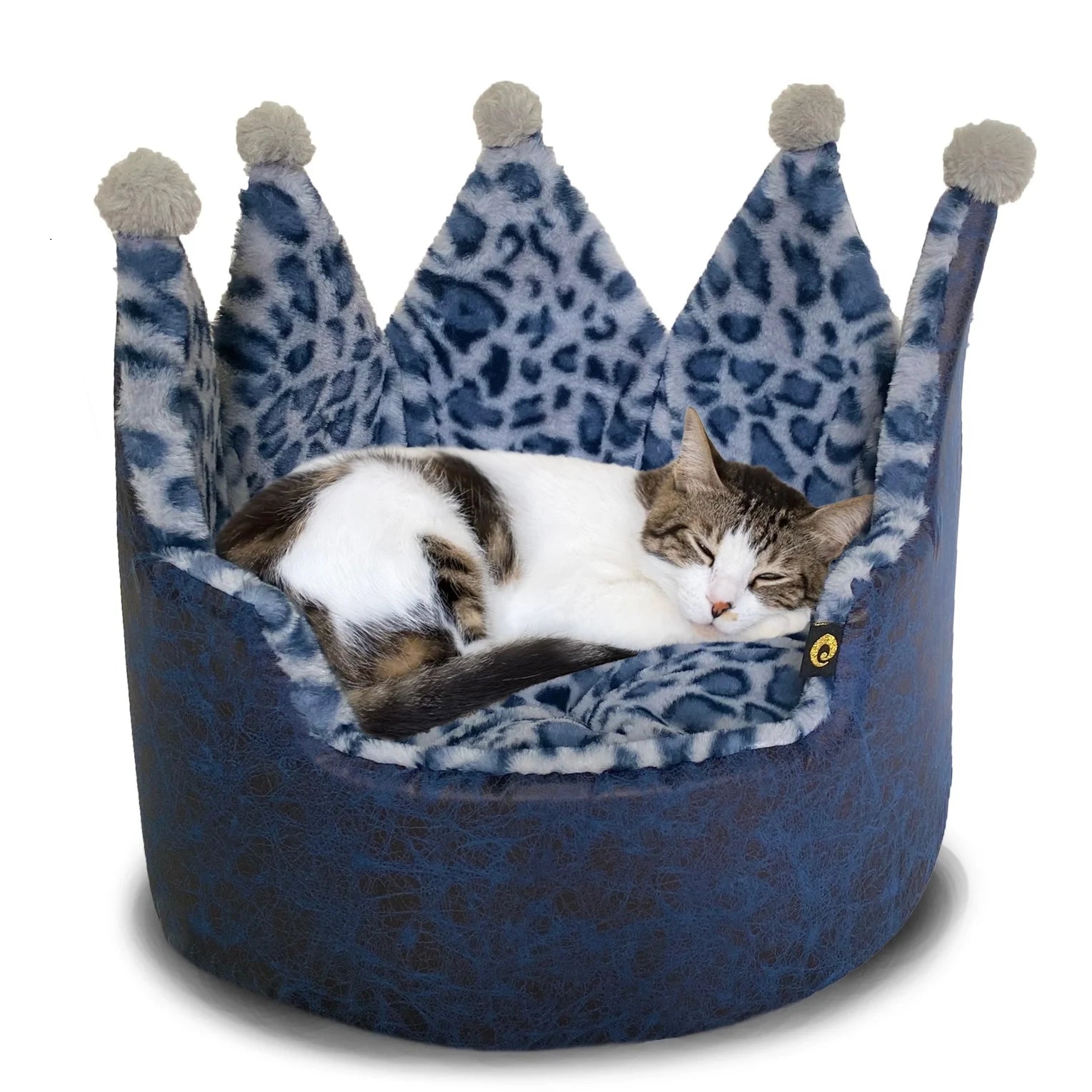 Luxury Leopard Print Crown-Shaped Bed for Small Dogs and Cats - Cozy, Stylish, and Plush Pet Bedding with Royal Design