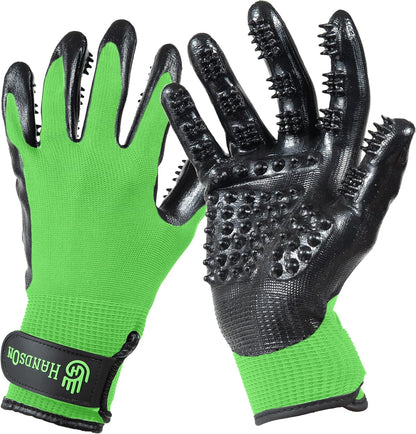Pet Grooming Gloves - Patented #1 Ranked, Award Winning Shedding, Bathing, & Hair Remover Gloves - Gentle Brush for Cats, Dogs, and Horses
