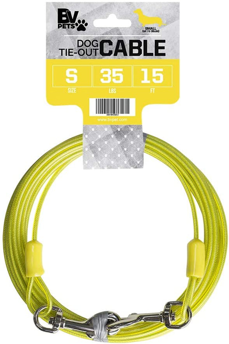 Dog Tie Out Cable 25 Feet - Heavy Duty Dog Lead up to 90 Pounds - Reflective & Rust-Free with Quick Release Swivel Clips & 360° Rotating Clasp - Tangle-Free Dogs Runner for Yard (Silver, Single)