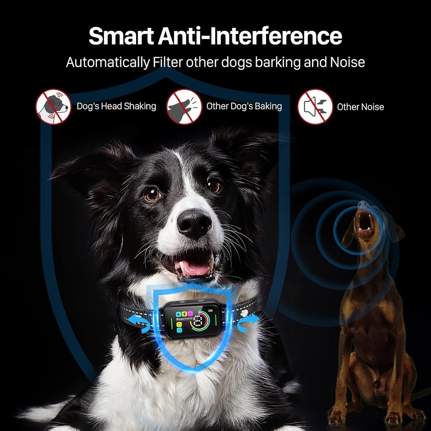 Dog Bark Collar,  Bark Collar for Large Medium Small Dogs,Smart Bark Collar,Rechargeable anti Barking Training Collar with 8 Adjustable Sensitivity,Bark Shock Collar with Beep