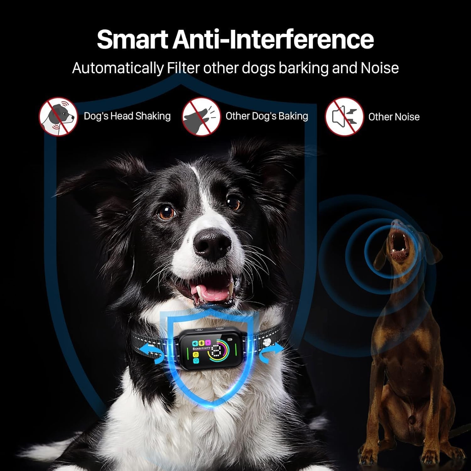 Dog Bark Collar,  Bark Collar for Large Medium Small Dogs,Smart Bark Collar,Rechargeable anti Barking Training Collar with 8 Adjustable Sensitivity,Bark Shock Collar with Beep