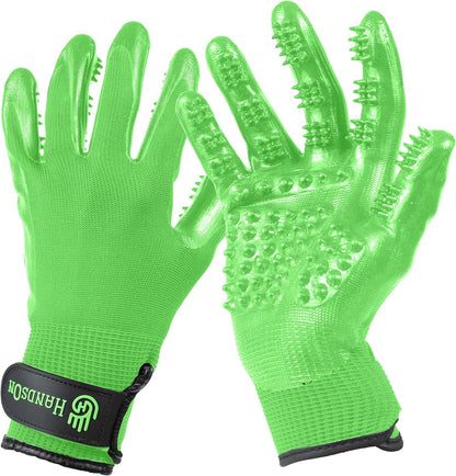Pet Grooming Gloves - Patented #1 Ranked, Award Winning Shedding, Bathing, & Hair Remover Gloves - Gentle Brush for Cats, Dogs, and Horses