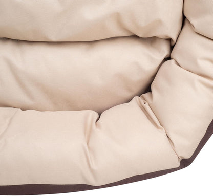 Durable Bolster Sleeper Oval Pet Bed with Removable Reversible Insert Cushion and Additional Two Pillow Toys (6X 6 Inches), Brown to Beige Color, by , Large 34X27 Inches
