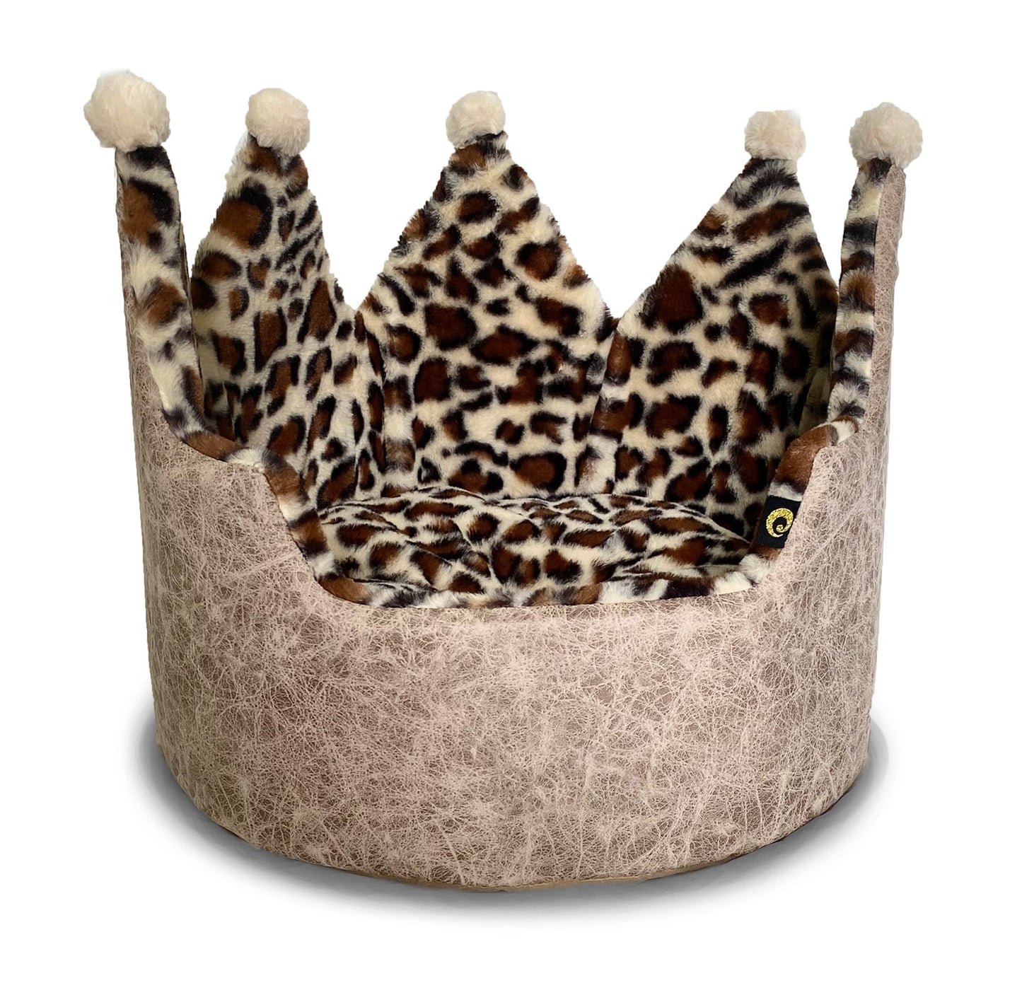 Luxury Leopard Print Crown-Shaped Bed for Small Dogs and Cats - Cozy, Stylish, and Plush Pet Bedding with Royal Design
