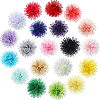 10 Cm/ 4 Inch 20 Pcs Pet Flower Collar Bow Dog Collar Dog Flower Accessory Multi Color Soft Chiffon Bow Tie Charms for Puppy Grooming Accessories