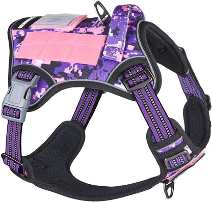 Tactical Dog Harness for Medium Dogs No Pull, Famous TIK Tok No Pull Dog Harness, Fit Smart Reflective Pet Walking Harness for Training, Adjustable Dog Vest Harness with Handle Pink Camo M