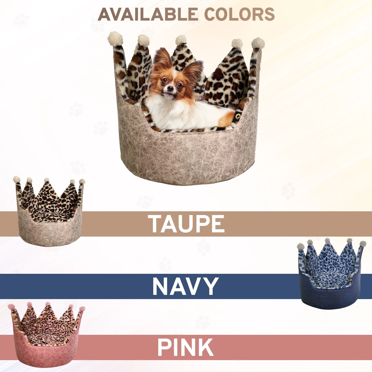 Luxury Leopard Print Crown-Shaped Bed for Small Dogs and Cats - Cozy, Stylish, and Plush Pet Bedding with Royal Design