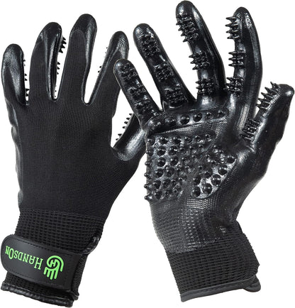 Pet Grooming Gloves - Patented #1 Ranked, Award Winning Shedding, Bathing, & Hair Remover Gloves - Gentle Brush for Cats, Dogs, and Horses