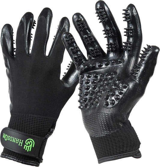 Pet Grooming Gloves - Patented #1 Ranked, Award Winning Shedding, Bathing, & Hair Remover Gloves - Gentle Brush for Cats, Dogs, and Horses