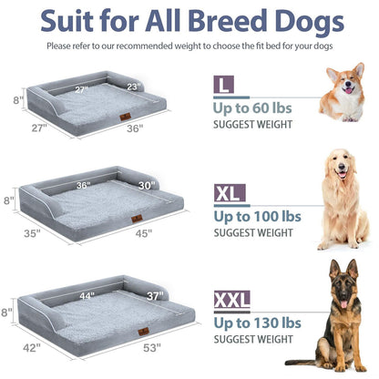 X-Large Orthopedic Foam Dog Bed Waterproof Pet Sofa 45X35X8 with Removable Cover