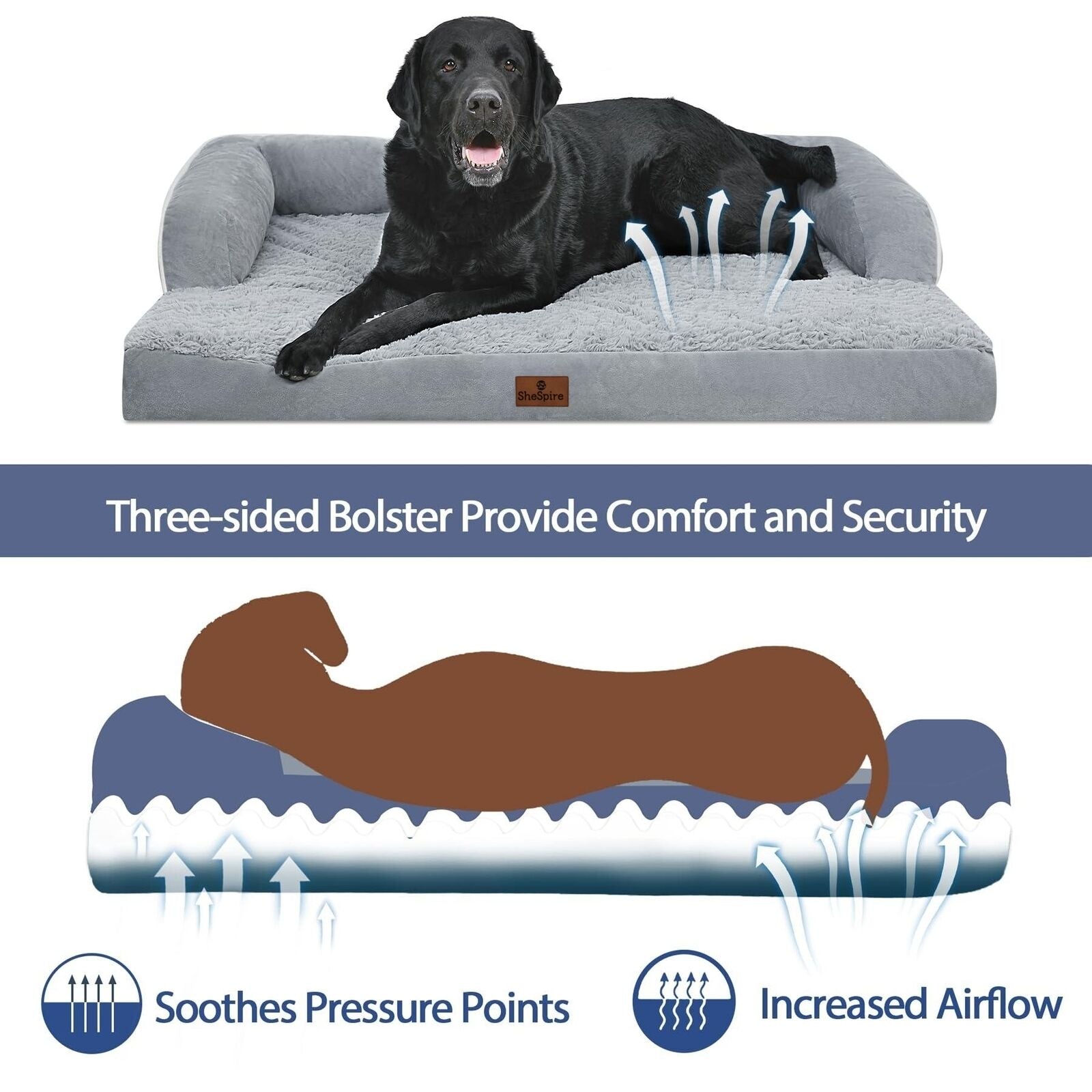 X-Large Orthopedic Foam Dog Bed Waterproof Pet Sofa 45X35X8 with Removable Cover