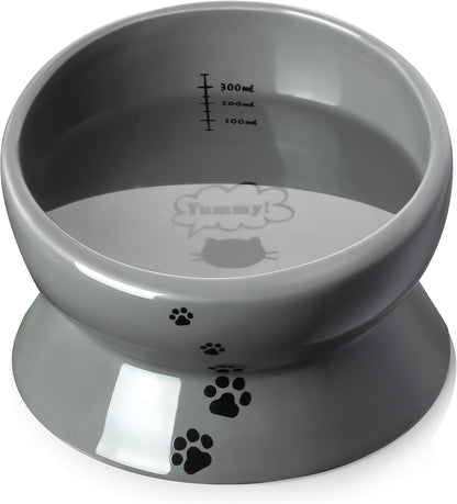 Elevated Cat Food Bowl, Raised Food and Water Bowl for Cat and Small Dog, Tilted Ceramic Water Bowls No Spill,15Oz, Dishwasher Safe