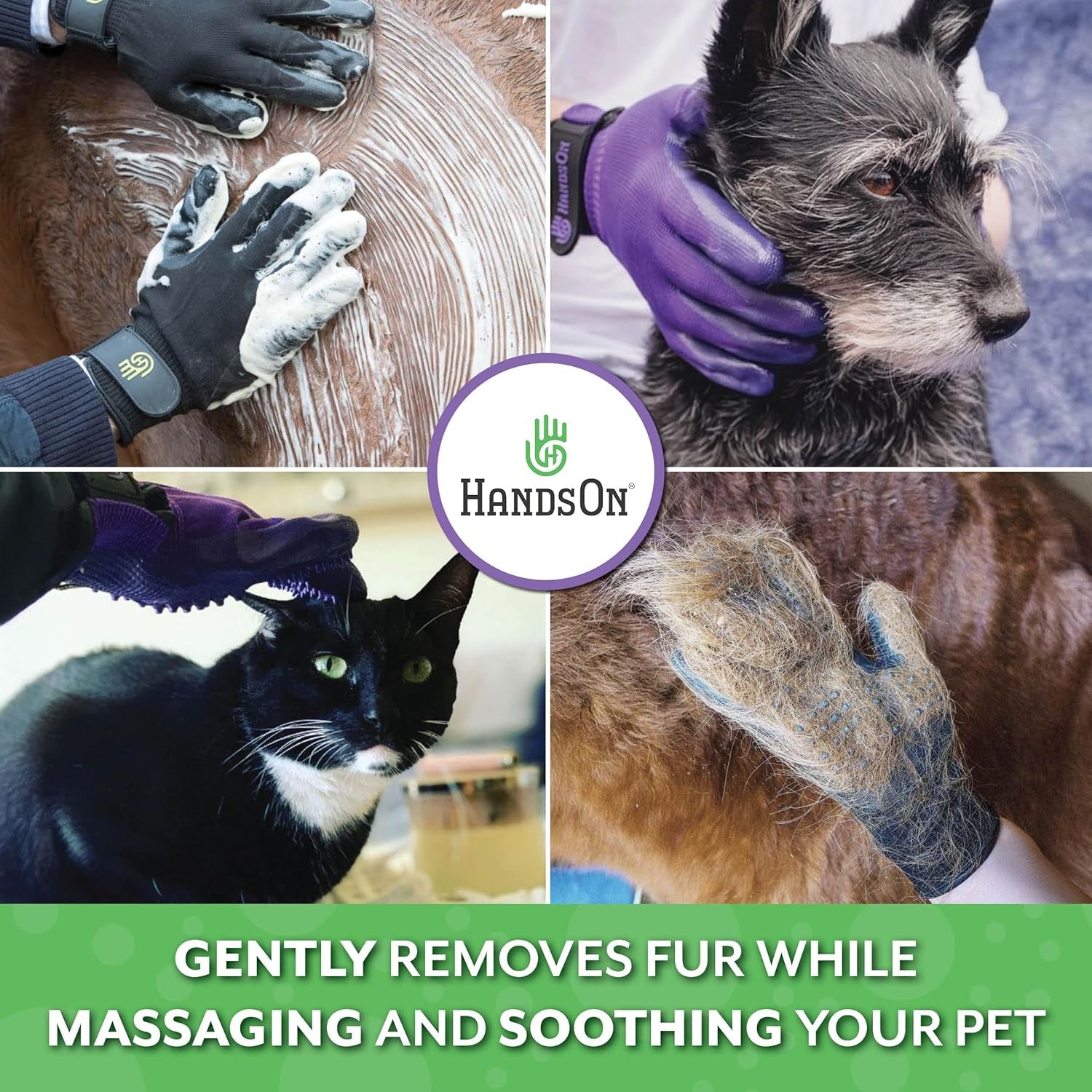 Pet Grooming Gloves - Patented #1 Ranked, Award Winning Shedding, Bathing, & Hair Remover Gloves - Gentle Brush for Cats, Dogs, and Horses