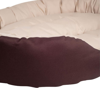Durable Bolster Sleeper Oval Pet Bed with Removable Reversible Insert Cushion and Additional Two Pillow Toys (6X 6 Inches), Brown to Beige Color, by , Large 34X27 Inches