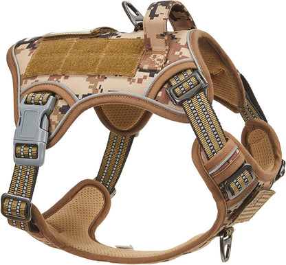 Tactical Dog Harness for Medium Dogs No Pull, Famous TIK Tok No Pull Dog Harness, Fit Smart Reflective Pet Walking Harness for Training, Adjustable Dog Vest Harness with Handle Pink Camo M
