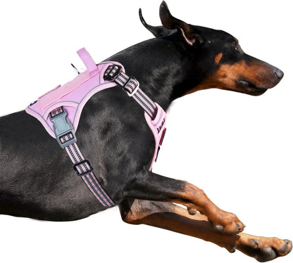 Tactical Dog Harness for Medium Dogs No Pull, Famous TIK Tok No Pull Dog Harness, Fit Smart Reflective Pet Walking Harness for Training, Adjustable Dog Vest Harness with Handle Pink Camo M