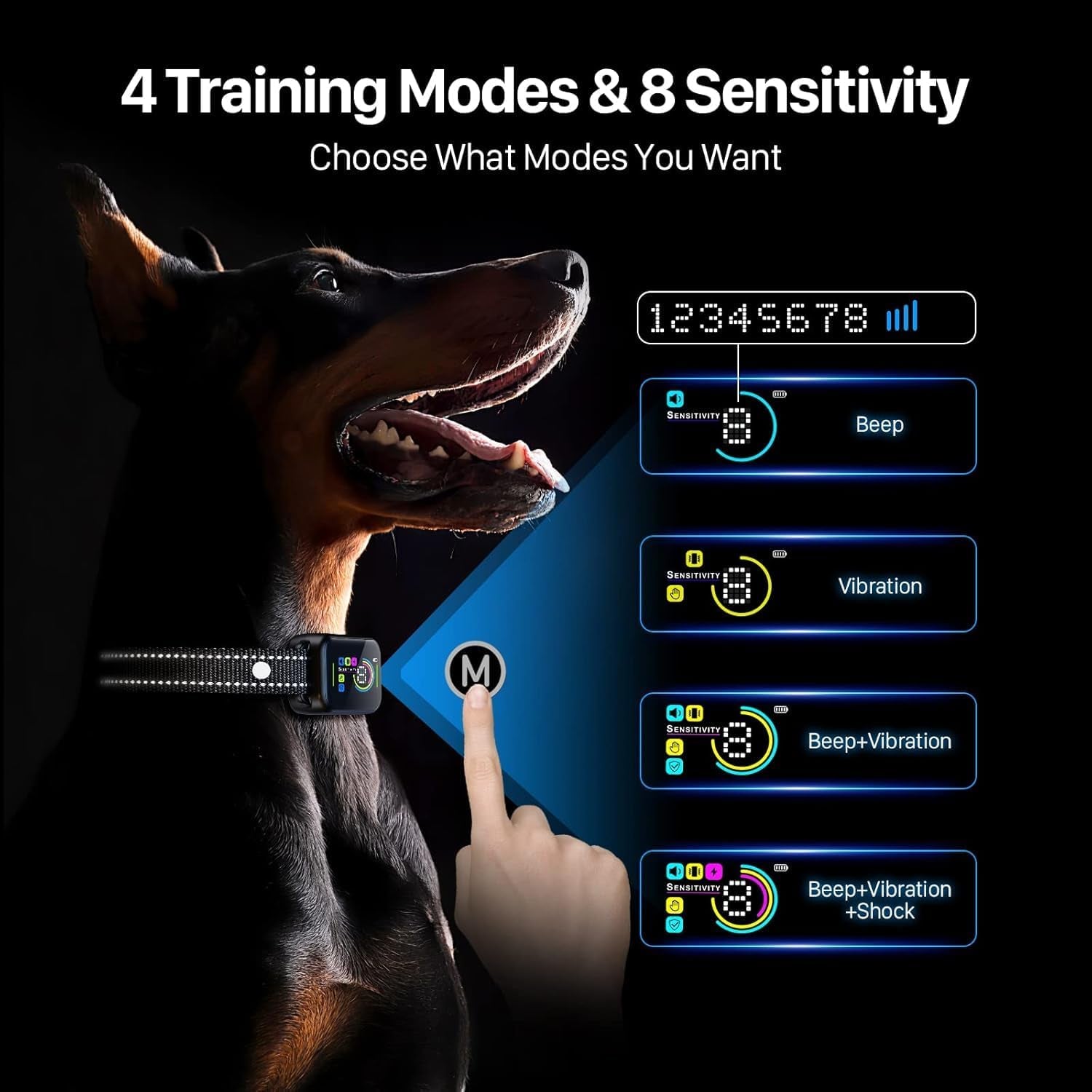 Dog Bark Collar,  Bark Collar for Large Medium Small Dogs,Smart Bark Collar,Rechargeable anti Barking Training Collar with 8 Adjustable Sensitivity,Bark Shock Collar with Beep
