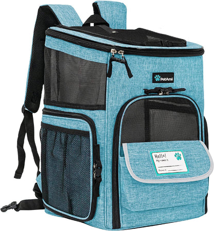 Dog Backpack Carrier, Airline Approved Cat Backpacks for Carrying Small Large Cats, Pet Carrier Back Pack, Ventilated Soft Sided for Travel, Hiking, Camping, Max 18 Lbs, Purple